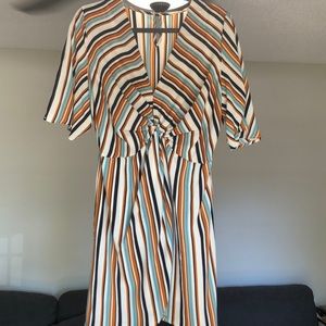 Front Knot Striped Dress